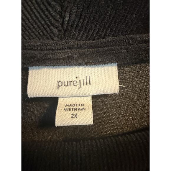 J Jill Pure Jill | Women’s Ribbed Cowl Neck Long Sleeve Shift Dress Black 2X - Picture 2 of 8